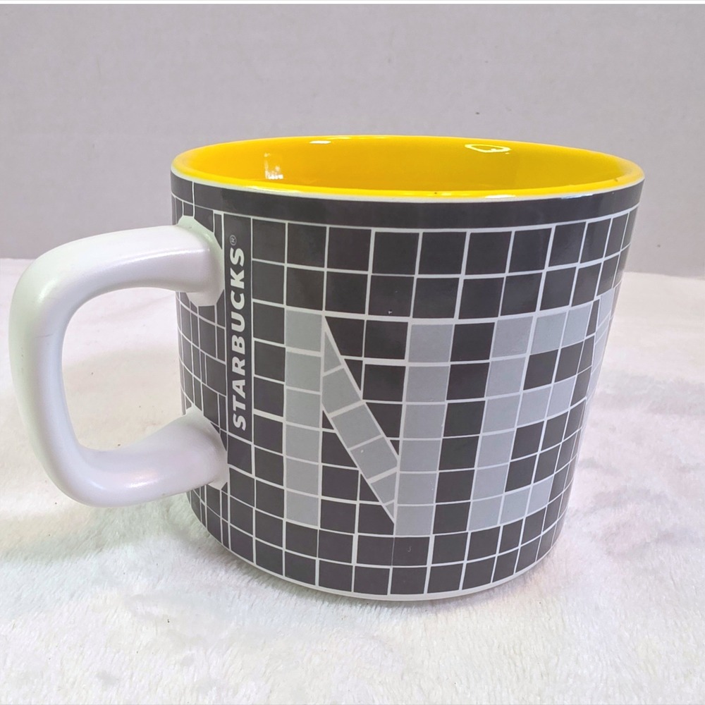 Starbucks New York City NYC Mosaic Tile Coffee Mug Yellow Interior 12oz